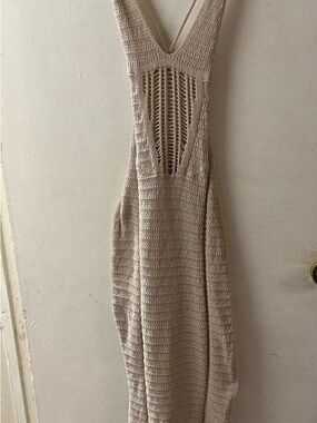 Sleeveless Cream Crochet Maxi Dress